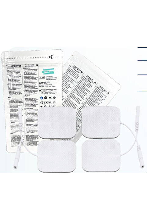 Everyway Tens Cihazı Tens Pedi Kablolu Yedek Elektrot 5cmx5cm 1 Paket(4 ADET) Kablolu Modellere Uyumlu