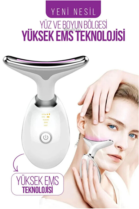 Modizu Yüz Ve Boyun 3 Mod Işıklı Mikro Akım Isıtmalı Titreşimli Gıdık Sarkma Kırışıklık Ems Güzellik Cihazı