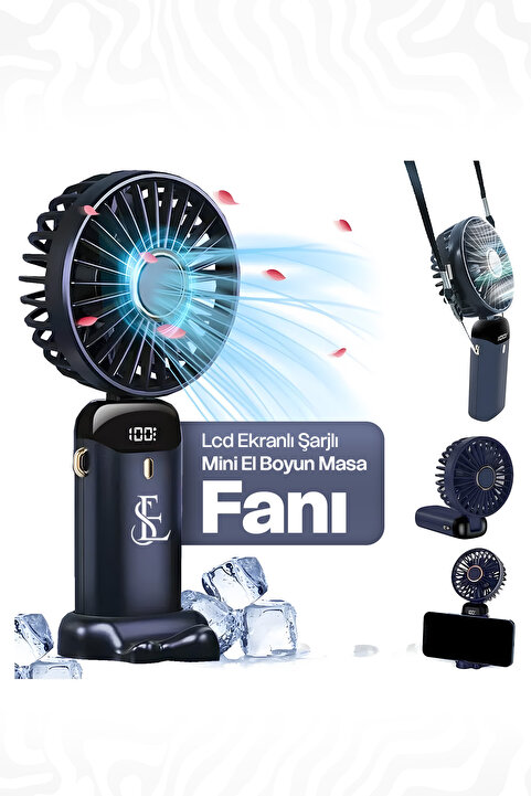 EN SİGA Lcd Ekranlı Şarjlı Mini El Boyun Masa Fanı Seyahat Taşınabilir Fan Aralığı Şarjlı Yüksek Şarj