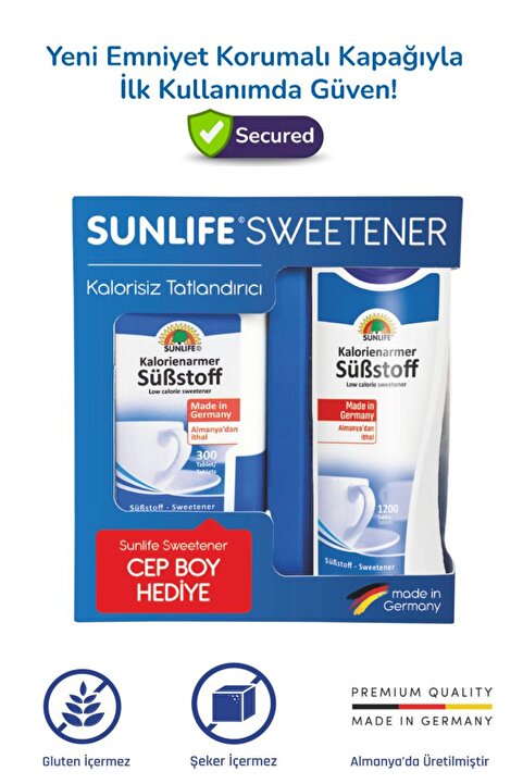 Sunlife Sweetener 1200 Tablet 300 Tablet Hediye Yeni Ambalaj _ Skt: 2028