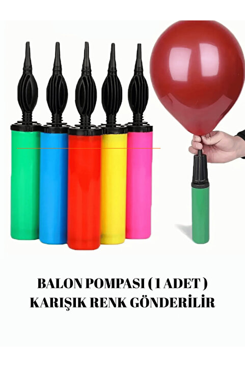Bunloon Balon Şişirme Pompası 1 Adet El Tipi Pratik Kullanım Karışık Renk Parti Organizasyon