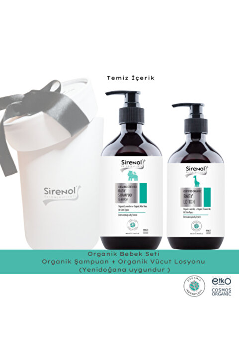 Sirenol Organik 2'li Bebek Bakım Seti - ( Şampuan Vücut Losyonu ) 400 ml / 250 ml