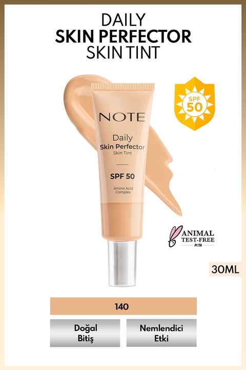 Note Cosmetics Daily Skin Perfector Skin Tint SPF 50 Ton Eşitleyici Doğal Bitişli Renkli Nemlendirici - 140