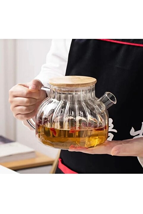 Yenigeldi 1000 ml Isıya Dayanıklı Borosilikat Cam Çaydanlık Demlik
