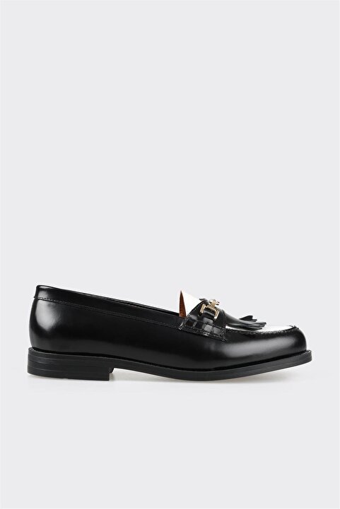 Elle Siyah Deri Kadın Loafer