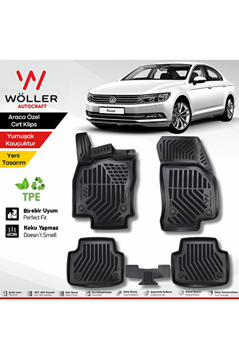 Wöller Volkswagen Passat B8.5 B8 Paspas 2015 2023 Arası Uyumlu 3d Havuzlu Paspas