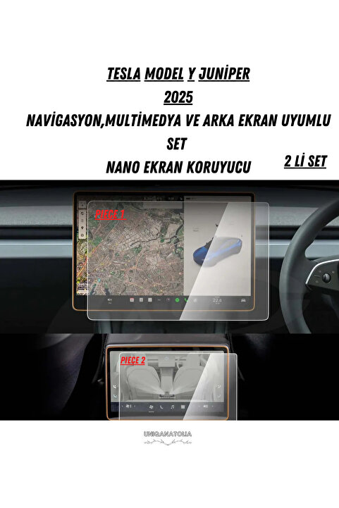 UniqAnatolia Tesla Model Y Juniper Multimedya ve Arka Ekran Set Nano Ekran Koruyucu