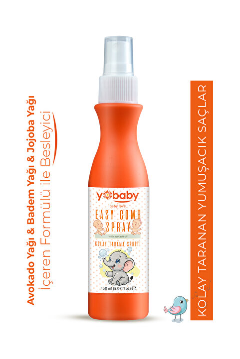 yobaby Kolay Tarama Saç Spreyi 150 ml - Avokado, Jojoba Ve Badem Yağlı Bebek Saç Bakımı