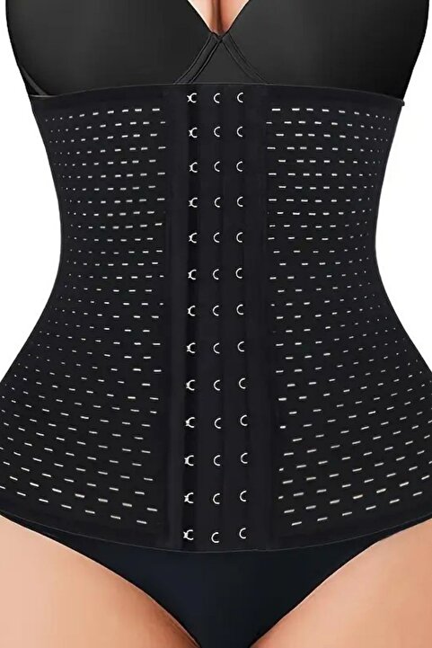 MİSTİRİK Ulyana Model Hava Alan Sıkılaştırıcı Ve Toparlaryıcı 4 Balenli 3 Kademeli Agraflı Korse Siyah Renk