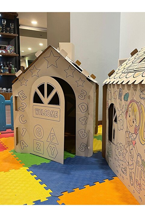 KOLİX Çadır Boyama Aktivite Evi Xxl Boy Dayanıklı Karton Boyama Aktivite Evi Boyanabilir Karton