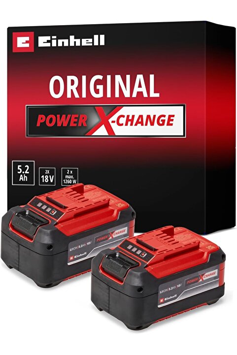 Einhell PXC Twinpack 5.2 Ah Power X-Change Akü (Li-Ion, 2 x 5.2 Ah) - 4511526