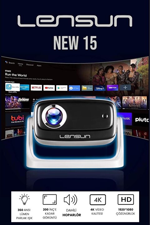 Genel Markalar NEW 15 Taşınabilir Android Projeksiyon Dahili Hoparlör Ve Wifi Akıllı Sinema Projektör