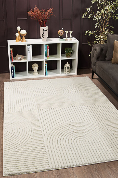 ESSENSE RUSTİC HALI Bukleli Sık Dokuma Yumuşak Peluş Krem Çocuk Odası Oturma Odası Salon Mutfak Halısı