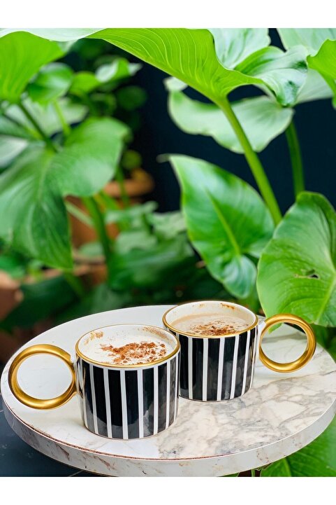 CARMEN SOFT paris 2’li Lüks Piano Black Çay-nescafe Kupası 200 ml