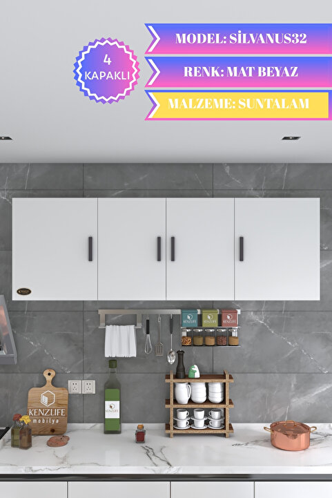 Kenzlife Hazır Mutfak Silvanus32 Byz 060*180*32 Mutfak Banyo Dolabı Kapaklı Raflı