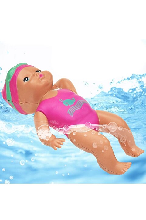 Genel Markalar Pembe suyla yüzen eğitici bebek, kurmalı, 15 cm, çocuklar için ideal oyuncak