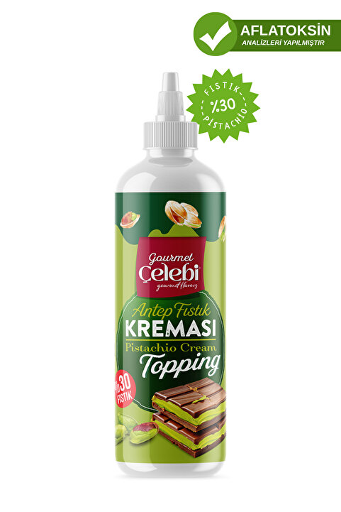 Gourmet Çelebi Antep Fıstık Kreması Topping 250 Gr - %30 Gerçek Antep Fıstığı Waffle & Krep & Pankek Tatlı Sosu