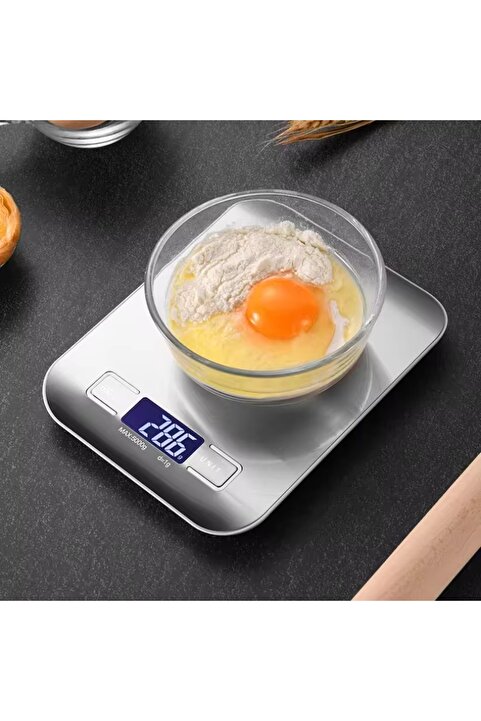 Tiffany Lüx Dijital Mutfak Terazisi 5 Kg 1 gr Hassas Paslanmaz Çelik Pil Hediyeli