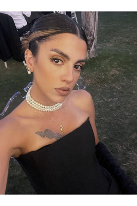 Cnswoman Louvre 3'lü Sıralı Choker Inci Kolye Gümüş Klips