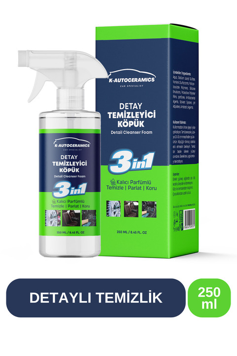 K-Auto Ceramics Oto Araç Torpido Yenileyici Döşeme Koltuk Jant Detay Temizleyici Parlatıcı & Koruyucu Köpük 250ml