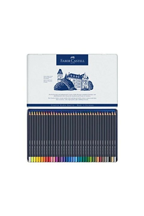 Faber Castell Goldfaber Aquarell Kuru Boya Kalemi, 48 Farklı Renk, Şık Metal Kutu, Canlı ve Parlak Renkler