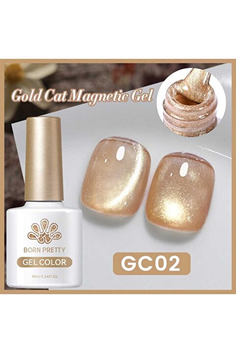 Born Pretty Gold Cat Magnetic Gel/Altın Yansımalı Kedi Gözü Kalıcı Oje(GC02)-10ml