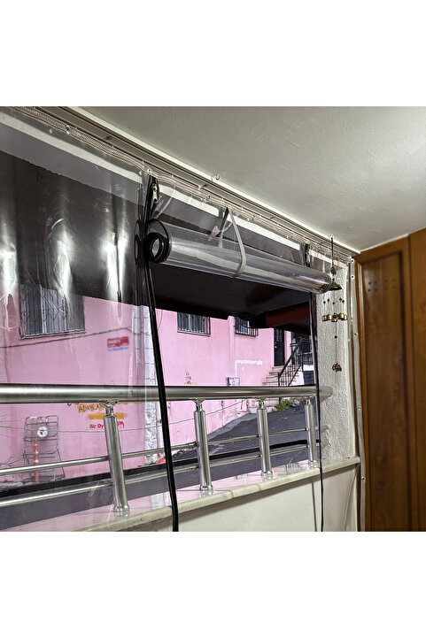 AÇIKGÜL TEKSTİL BRANDA Özel Ölçü Fermuarlı Şeffaf Branda Pencereli Kuşgözlü Balkon Perdesi