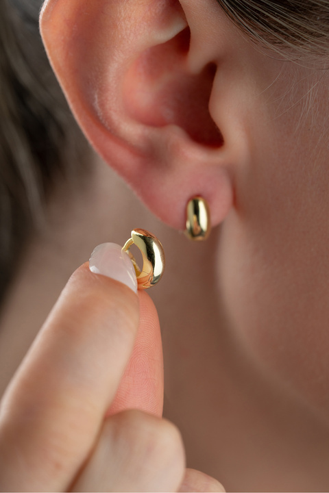 Silvano Jewelry 925 Ayar Gümüş Gold Halka Küpe