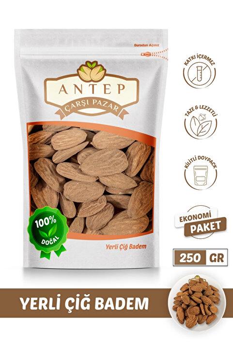 Antep Çarşı Pazar Çiğ Badem Yerli Mahsul | 250 Gr.