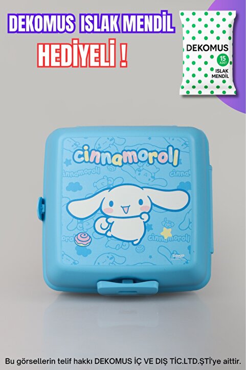 Cınnamoroll DEKOMUS İLE YENİ SEZON LİSANSLI CINNAMOROL 2 KATLI BESLENME KABI / LUNCH BOX "ISLAK MENDİL HEDİYELİ"