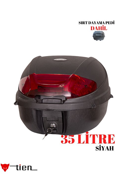 TİEN MOTOR Tien 35 Litre Motosiklet Çantası-Siyah (Sırt Dayama Pedi Dahil)