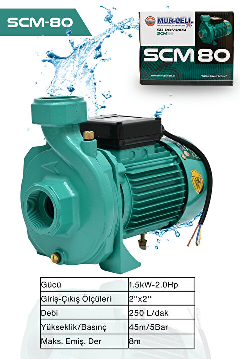 Mur-Cell 2 Hp Scm 80 Elektrikli Su Pompası Su Motoru 2 Inc Scm