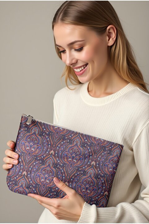 lizy's Mor Simetrik Bohem Desenli Clutch Portföy Çanta