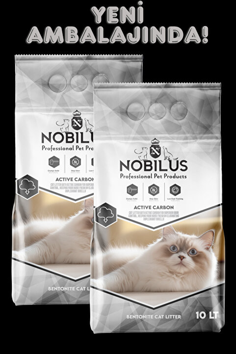 NOBİLUS 2'li Avantaj Paketi Aktif Karbonlu Koku Hapseden, Topaklanan, Tozsuz Kedi Kumu 10 Lt X 2 Adet