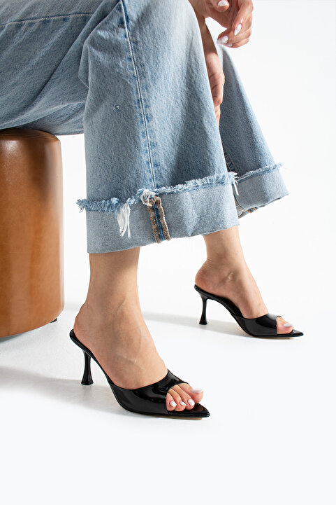 apelles Shoes Kadın Rugan İnce Topuklu Sivri Burun Terlik