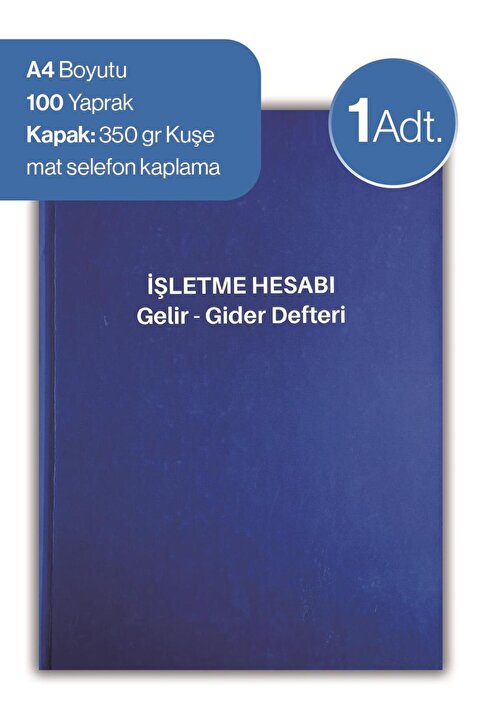 Düvenci İşletme Hesabı Gelir Gider Defteri, 100 Yaprak, Önlü Arkalı 200 Sayfa