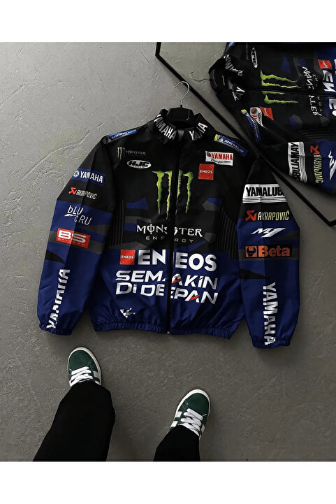 Lushen Monster Yamaha Mavi Motorcu Yağmurluk Rüzgarlık İnce Ceket