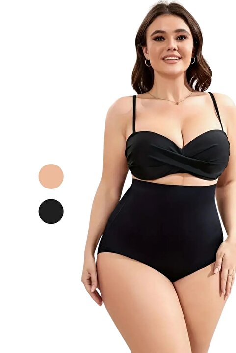 MİSTİRİK Private Model Yüksek Bel İz Yapmaz Rahat Lazer Kesim Büyük Beden Külot Siyah Renk
