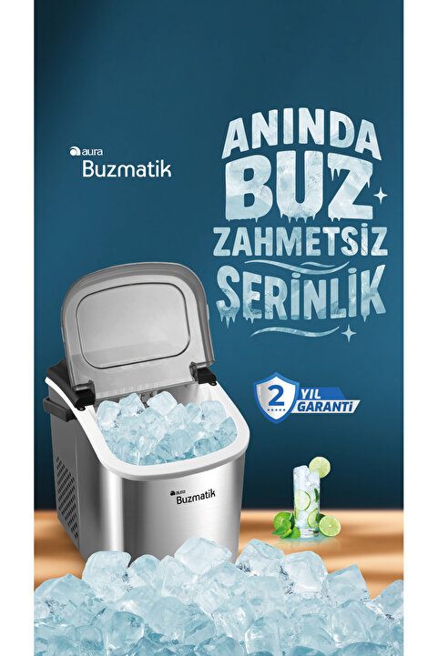 Aura Buzmatik Taşınabilir 12 Kg Kapasiteli Buz Makinesi