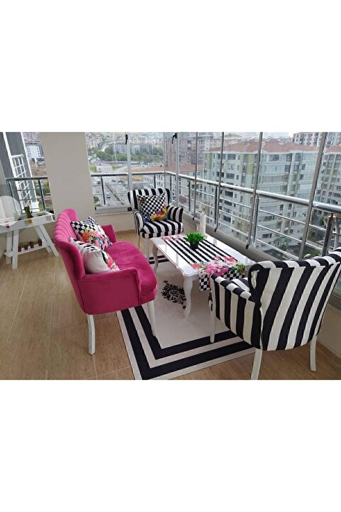 Azra Aksesuar Çay Seti Koltuk Takımı Ahşap Mobilya Takımı Balkon Bahçe Ofis Cafe Mobilyası 2 1 1