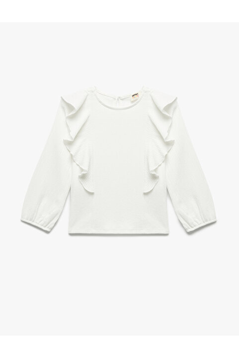 Koton Bisiklet Yaka Fırfır Detaylı Uzun Kollu Bluz