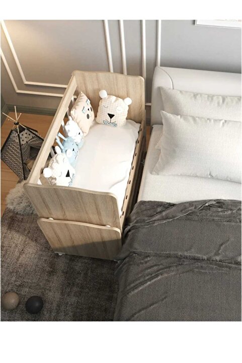 ardilla furniture Beşik Sallanır Çekmecesiz Anne Yanı Ahşap Bebek Beşiği Sonomo