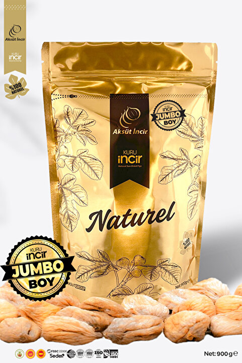 mehmet aksüt aksüt group JUMBO Boy 900g Gold Doypack Kuru İncir – Aydın İnciri (AB Coğrafi İşaretli)