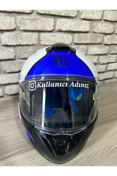 Bay S PLUS Kask Vizör İçin İnstagram Kullanıcı Adı Sticker 15 Cm Beyaz Renk