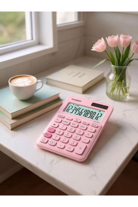Casio Ms-20uc-pk 12 Hane Açık Pembe Masa Üstü Hesap Makinesi