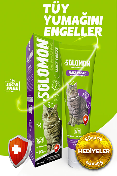 Solomon Malt Paste 100 gr Kedi Tüy Yumağı Önlemeyi Destekleyen Malt Macunu