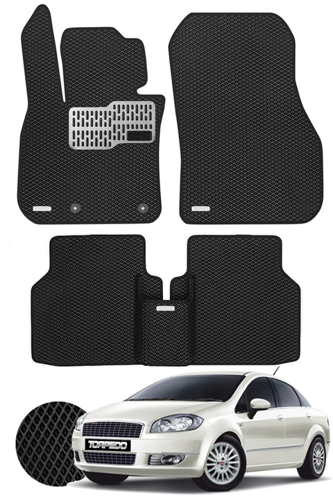 TORPEDO Fiat Linea 2007-2017 Arası Hücreli Paspas Seti, Premium Eva Tam Set Paspas Takımı Siyah