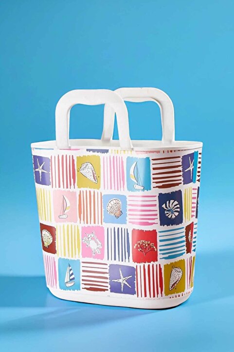QUTU Hand Bag Medium size colorful Sea desenli Plaj Ve El Çantası