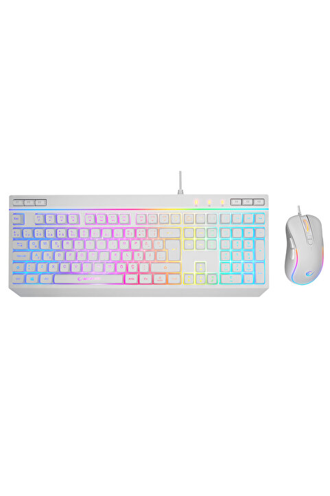 Rampage KM-R57 Seraphic Beyaz RGB Oyuncu Multimedia Klavye ve 12800 Dpi Mouse Gaming Set