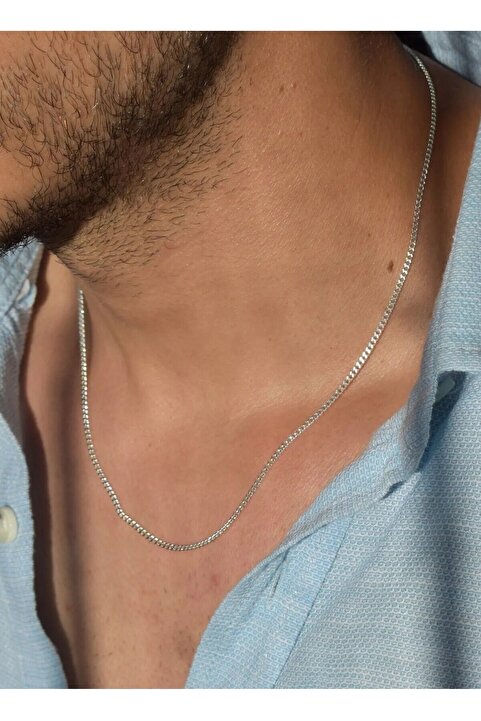 Ricco Jewellery 925 Ayar Gümüş Old Money Slim Gurmet Zincir